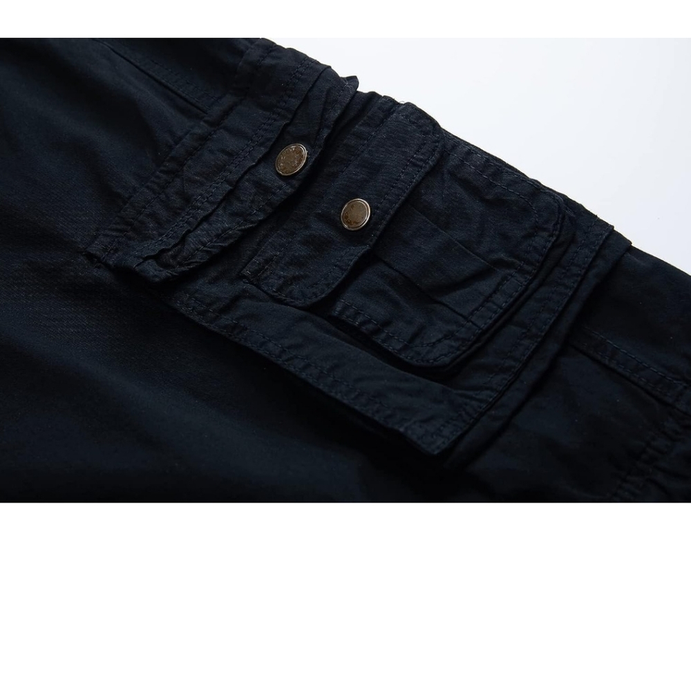 Men’s Lightweight Cotton Casual Cargo Shorts Classic Fit with Multi Pockets - Picture 5 of 7